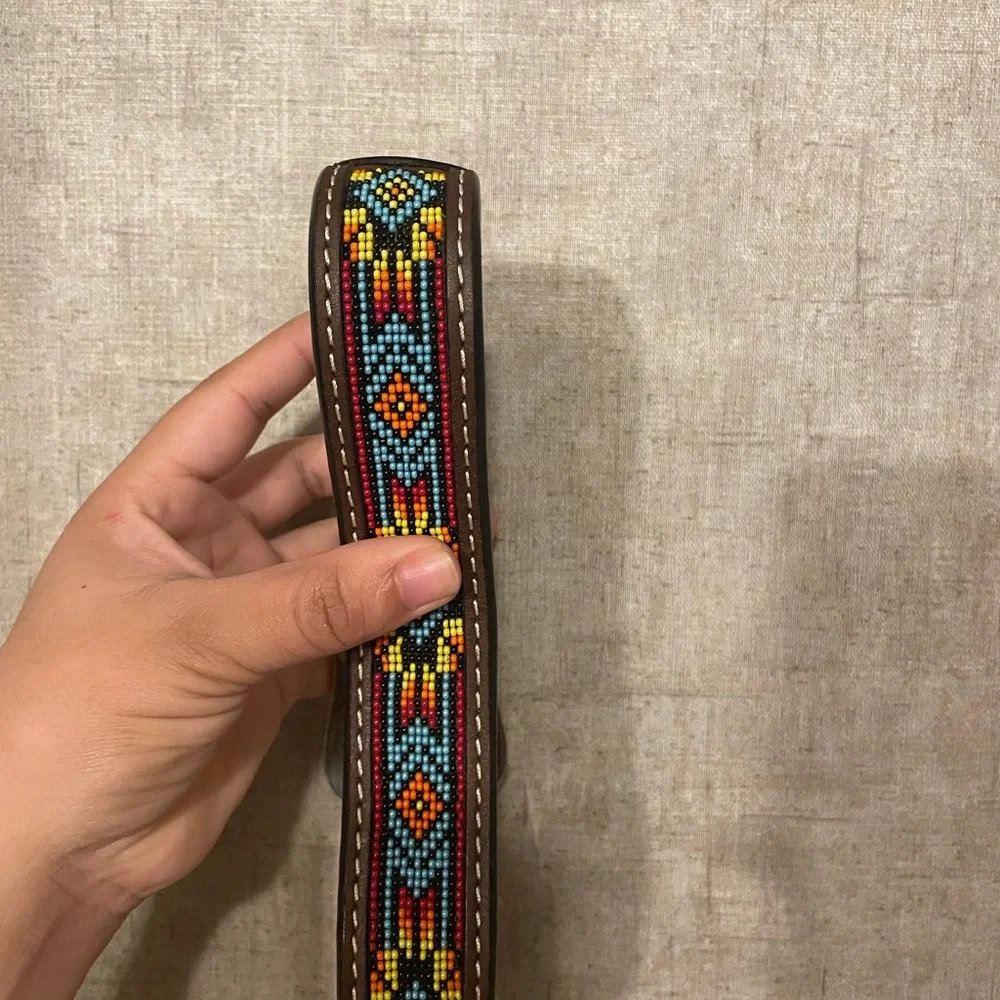 Brown Leather Embossed Belt